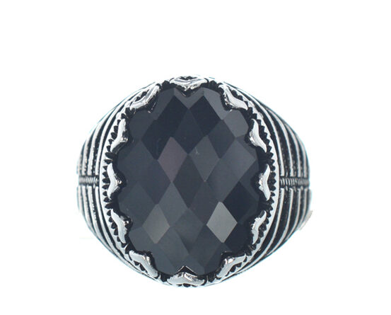 Ασημένιο 925 ανδρικό δαχτυλίδι με μαύρο ζιργκόν