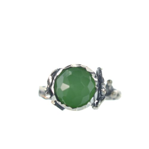Ασημένιο 925 δαχτυλίδι με πράσινο αχάτη