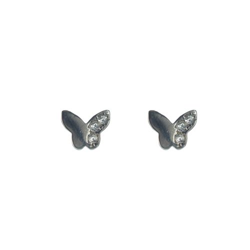 Ασημένια 925 καρφωτά σκουλαρίκια πεταλούδες με ζιργκόν