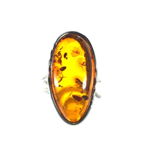 Ασημένιο 925 χειροποίητο δαχτυλίδι με κεχριμπάρι