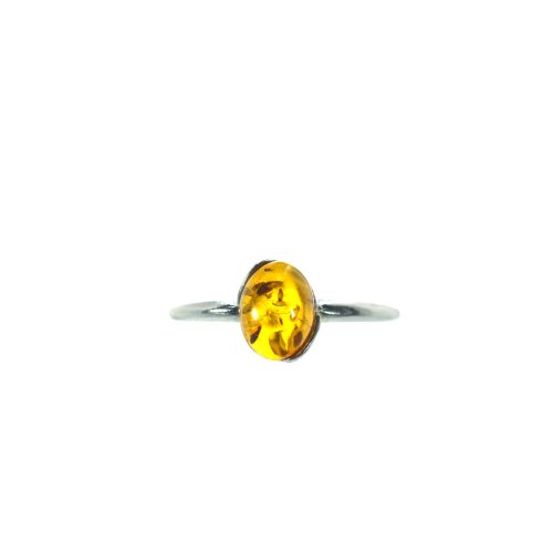 Ασημένιο 925 μονόπετρο δαχτυλίδι με κεχριμπάρι