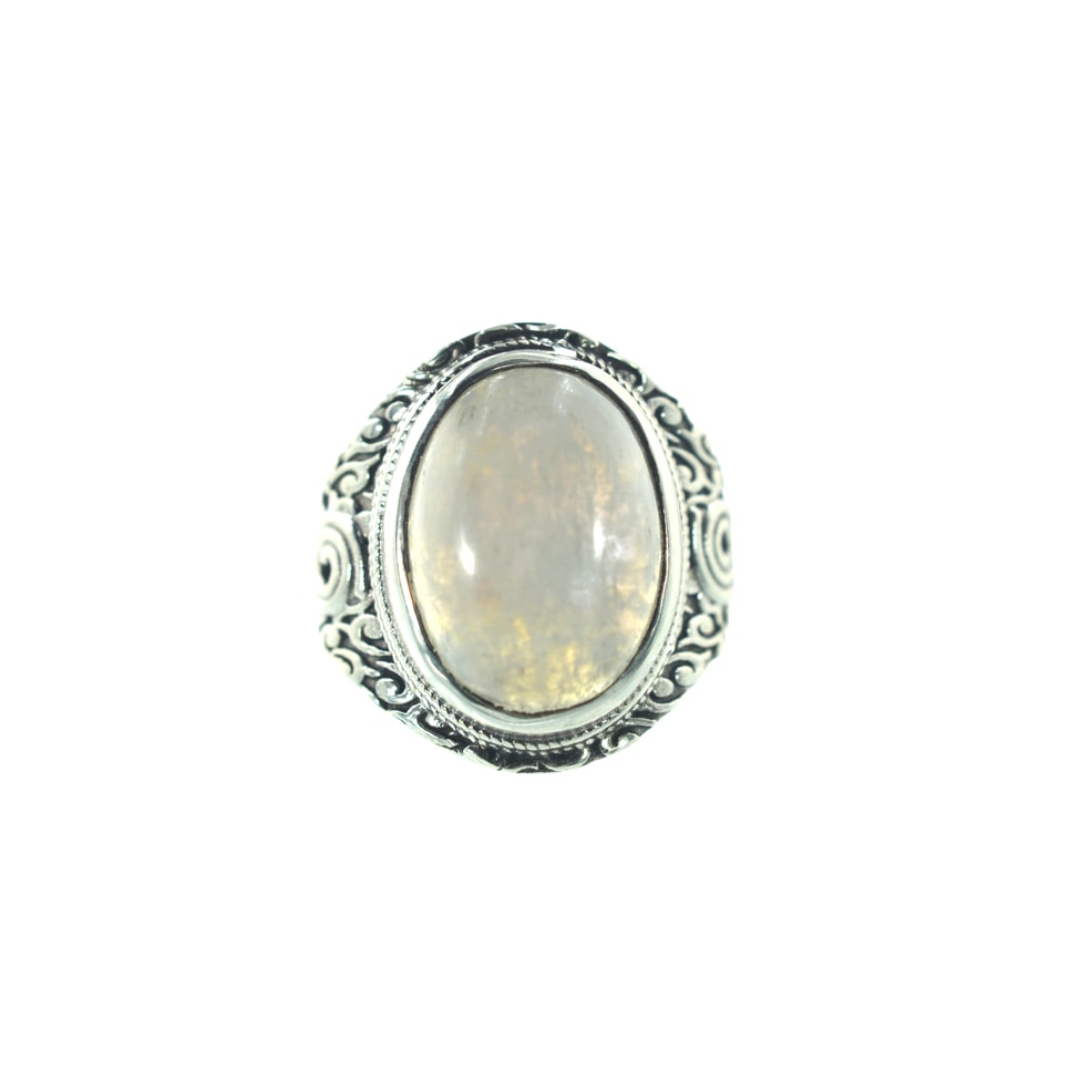 Ασημένιο 925 σκαλιστό δαχτυλίδι με φεγγαρόπετρα
