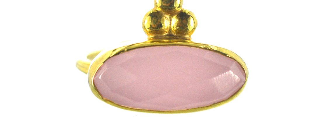 Επιχρυσωμένο 925 δαχτυλίδι με ροζ χαλαζία