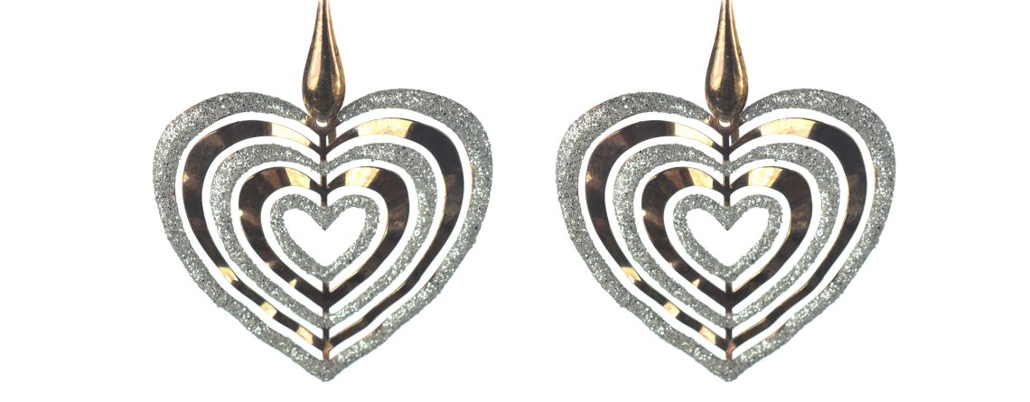 Ασημένια 925 σκουλαρίκια καρδιά σε ροζ χρυσό