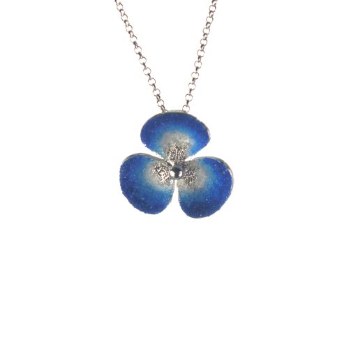 Ασημένιο 925 μενταγιόν λουλούδι με μπλε νανοκρύσταλλα