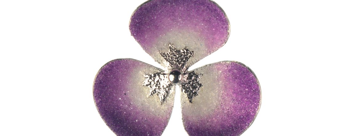Ασημένιο 925 μενταγιόν λουλούδι με μωβ νανοκρύσταλλα